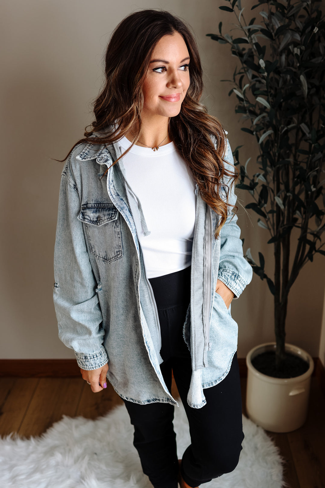 Hadlee Denim Shirt Hoodie