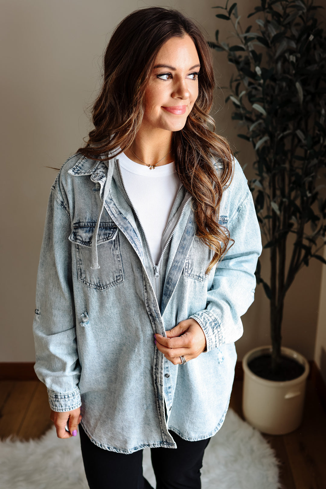 Hadlee Denim Shirt Hoodie