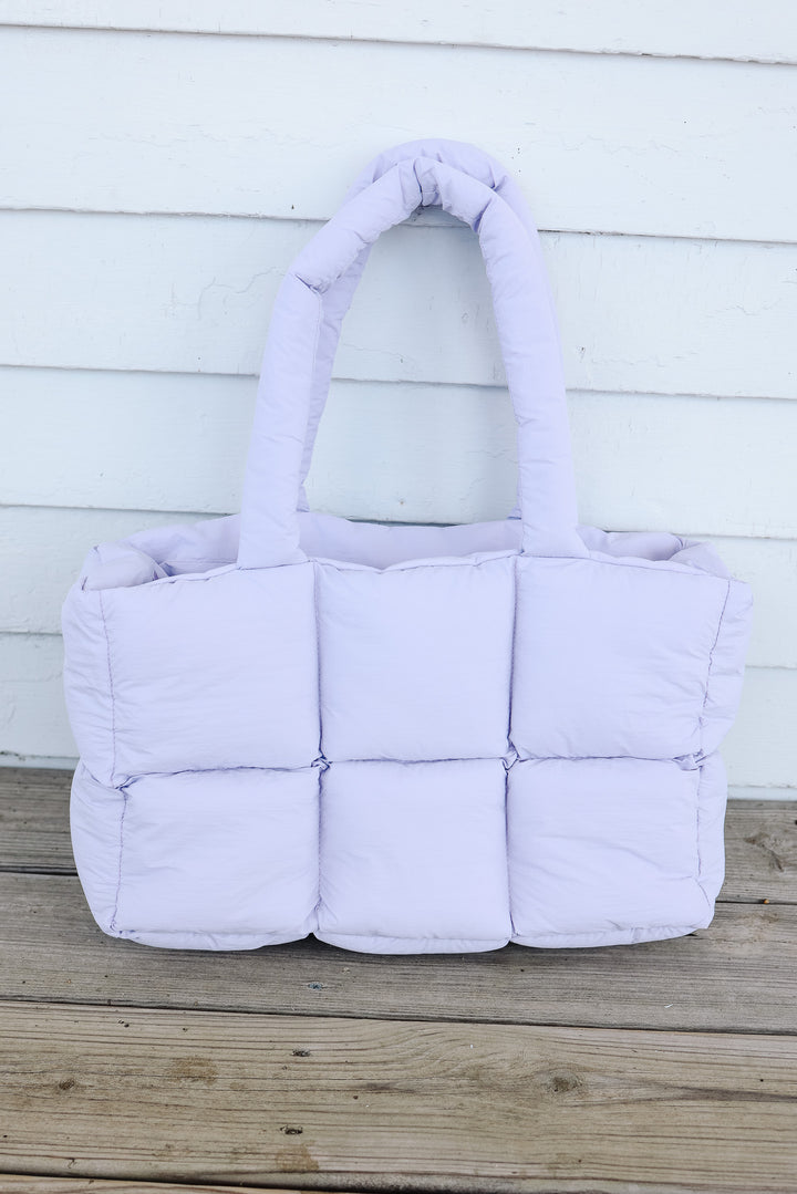 Kylie Quilted Tote Bag - Light Purple