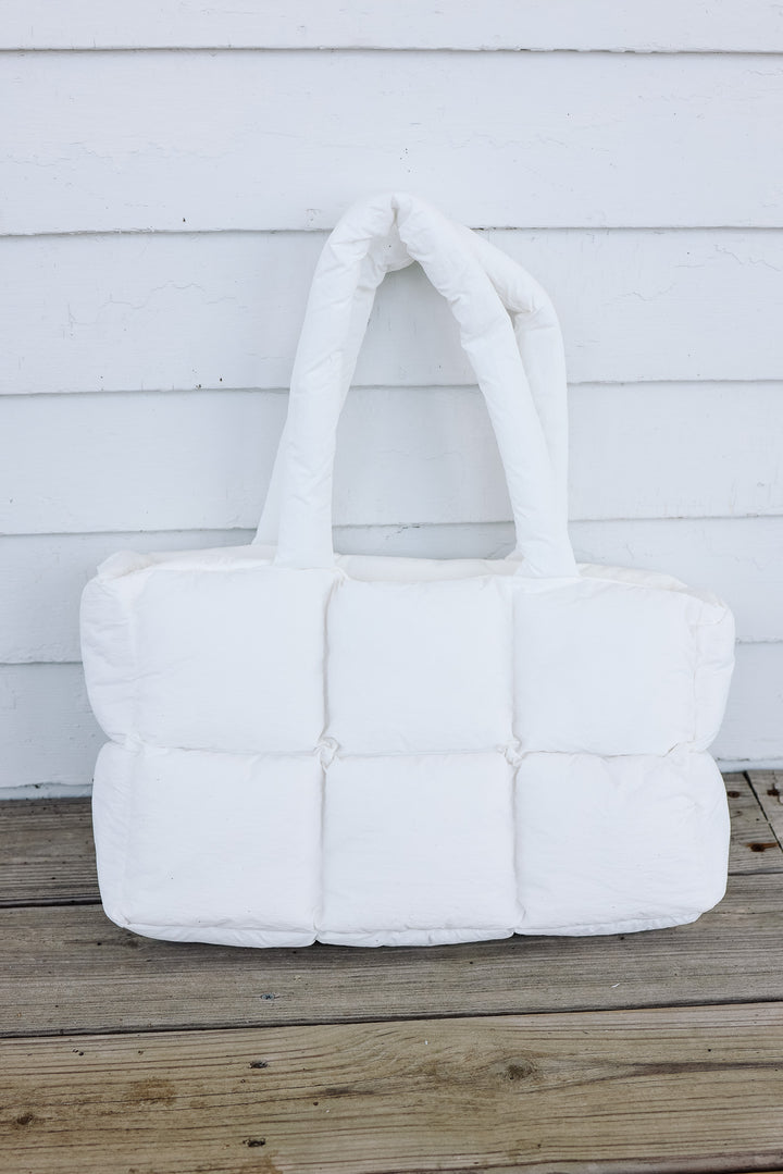 Kylie Quilted Tote Bag - White