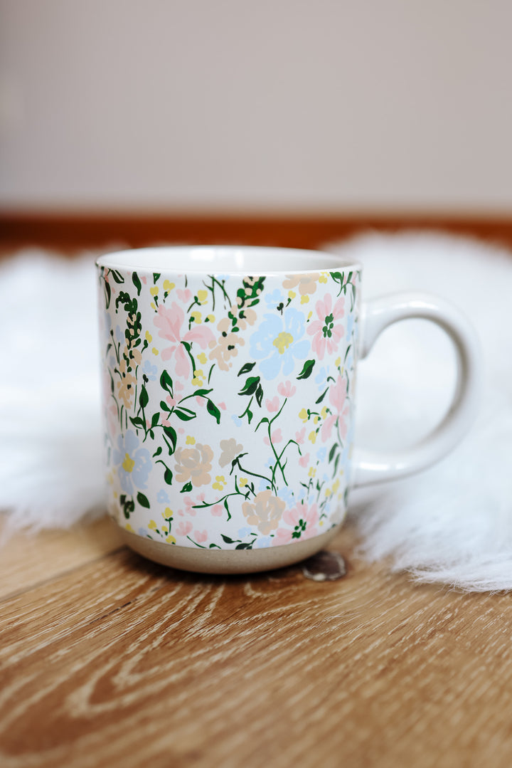 Floral Stoneware Coffee Mug