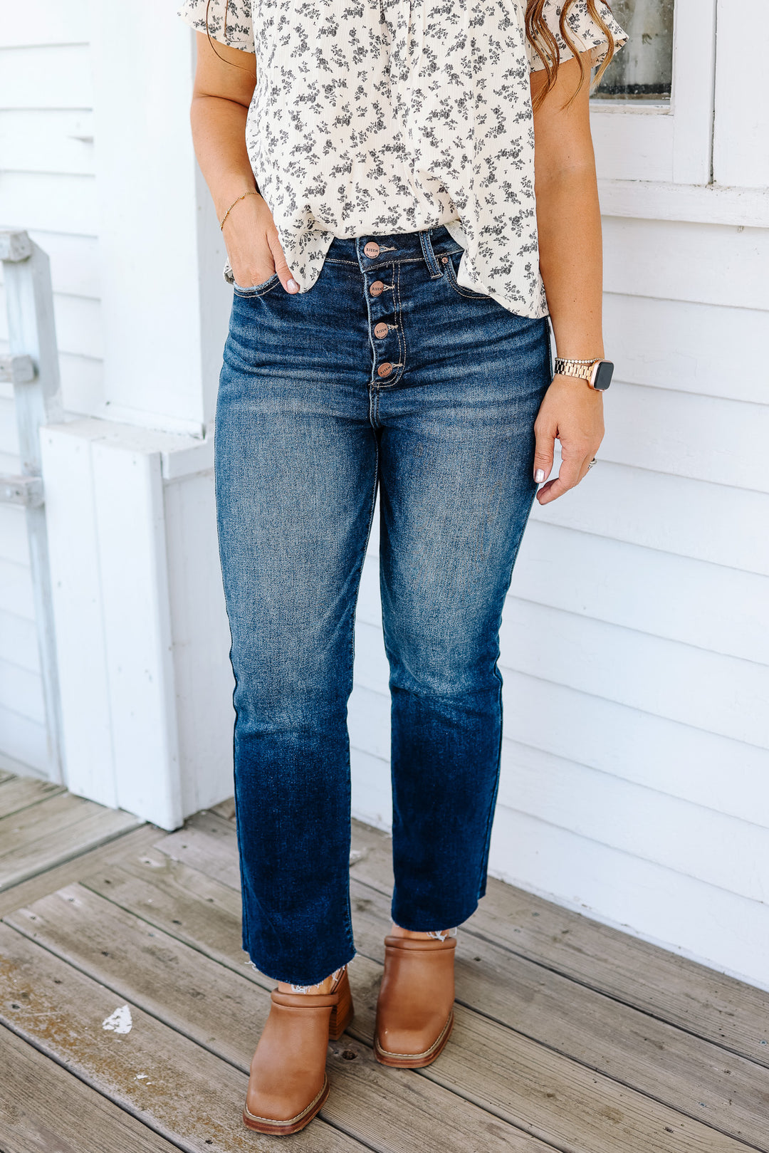 RISEN: Noa High Rise Button Jeans