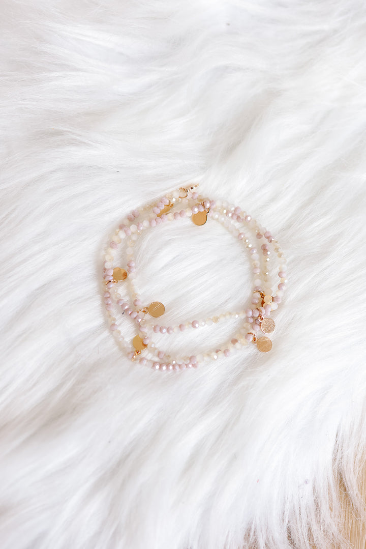 Avery Delicate Beaded Disc Bracelet Set