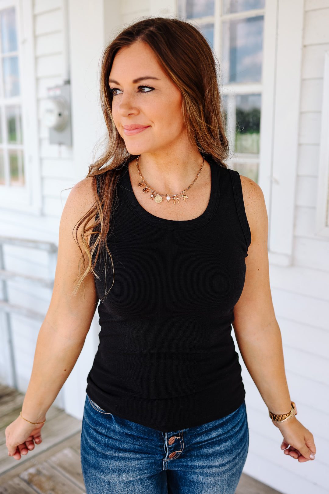 Lilith Ribbed Tank - Black