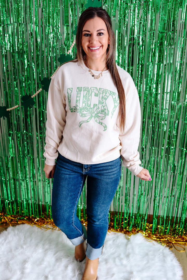 Lace & Luck Graphic Sweatshirt - Sweet Cream Heather