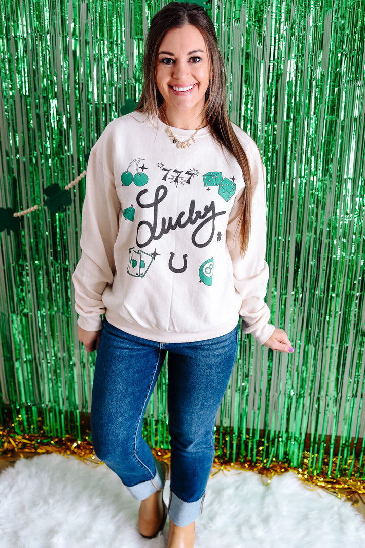 Luckiest of Them All Graphic Sweatshirt - Sweet Cream Heather