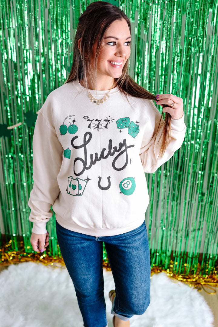 Luckiest of Them All Graphic Sweatshirt - Sweet Cream Heather