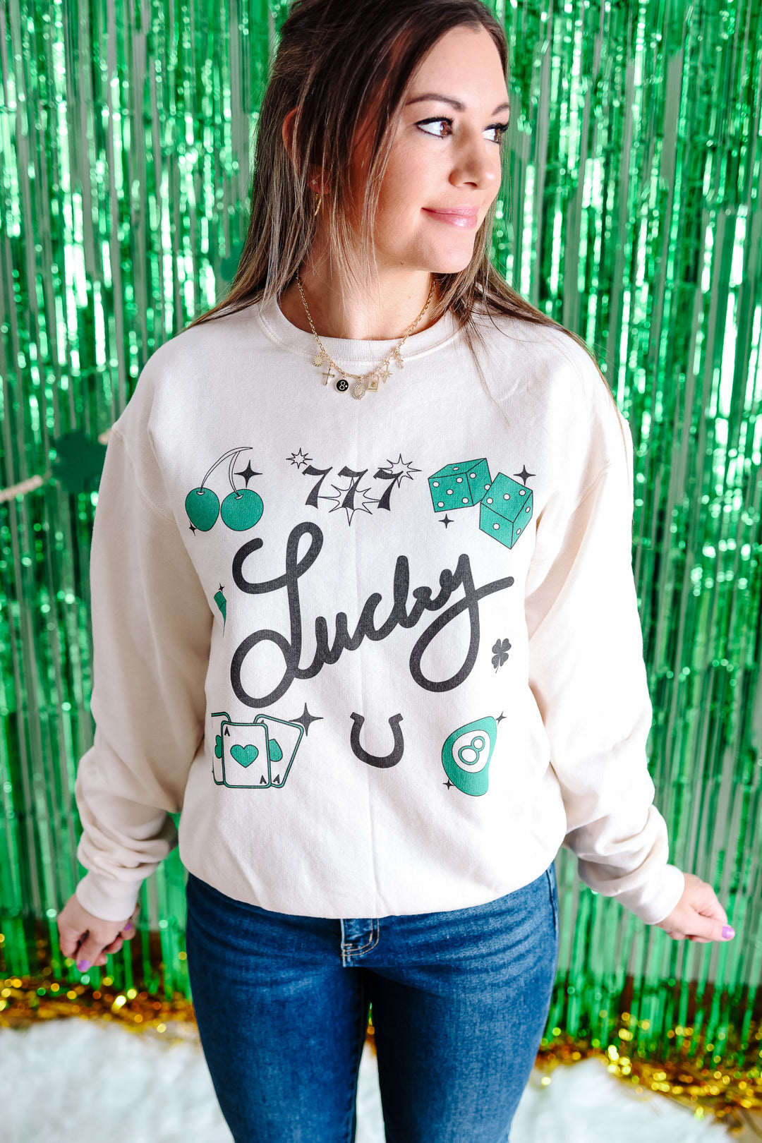 Luckiest of Them All Graphic Sweatshirt - Sweet Cream Heather