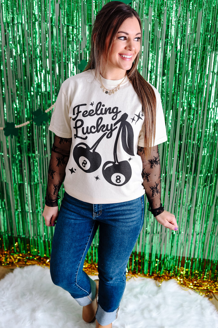 Feeling Lucky Cherries 8 Graphic Tee - Ivory