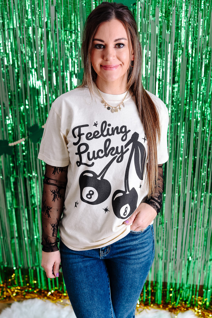 Feeling Lucky Cherries 8 Graphic Tee - Ivory