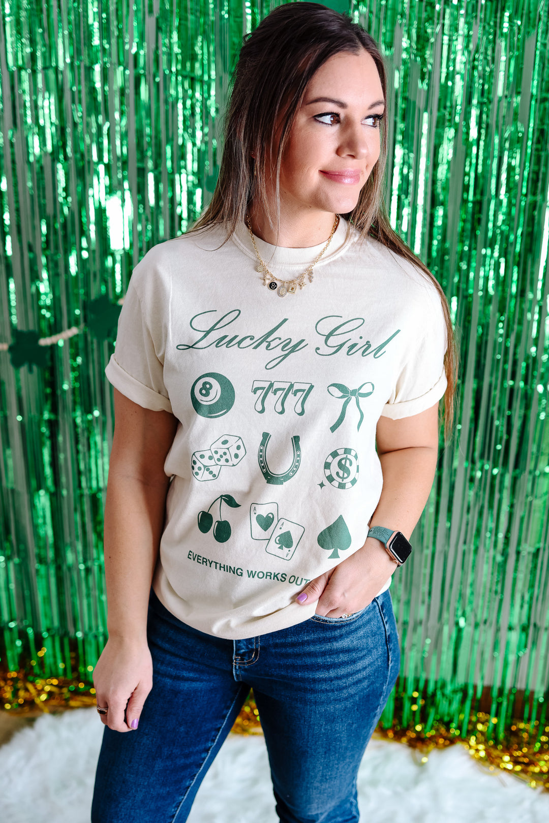 Lucky Girl Graphic Tee - Ivory