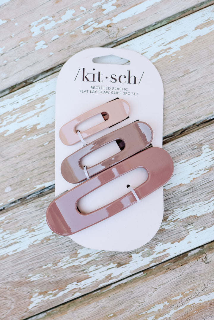 Flat Lay Claw Clip 3pc Flat - Ultra Glossy Terracotta