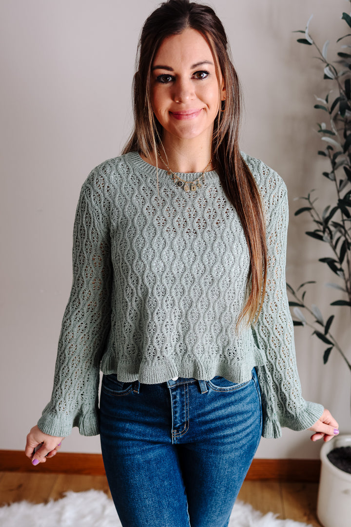 Millie Ruffled Hem Sweater - Mist Sage