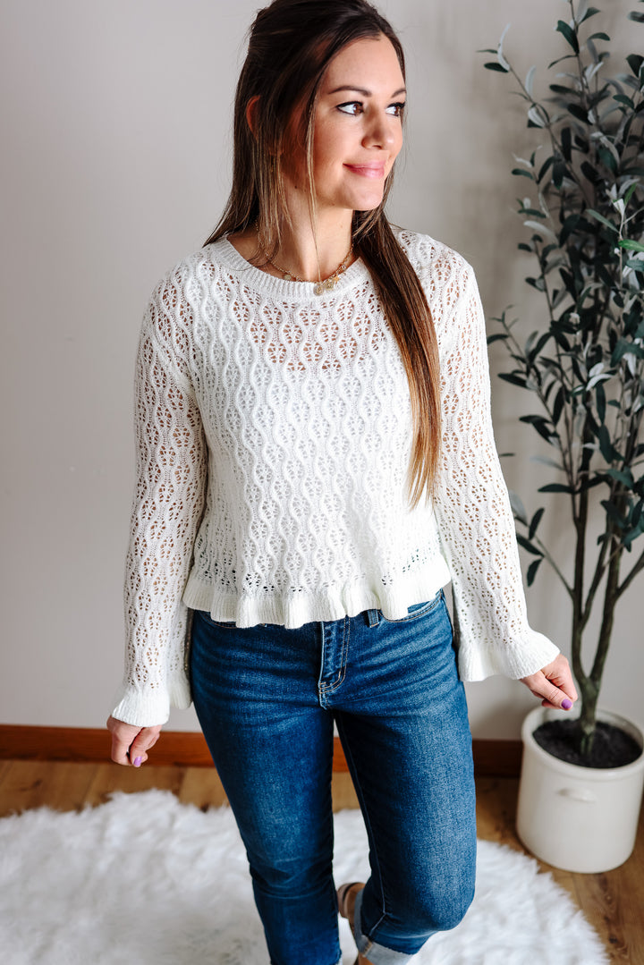 Millie Ruffled Hem Sweater - Off White