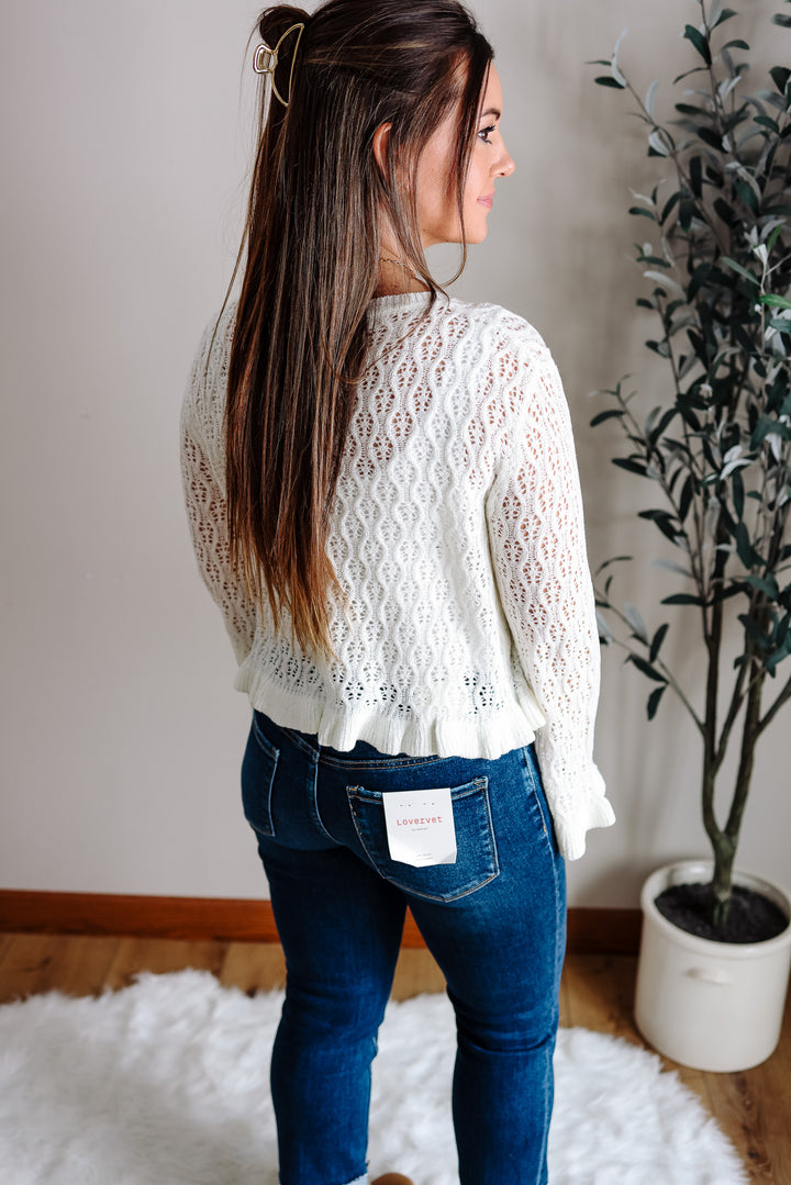 Millie Ruffled Hem Sweater - Off White