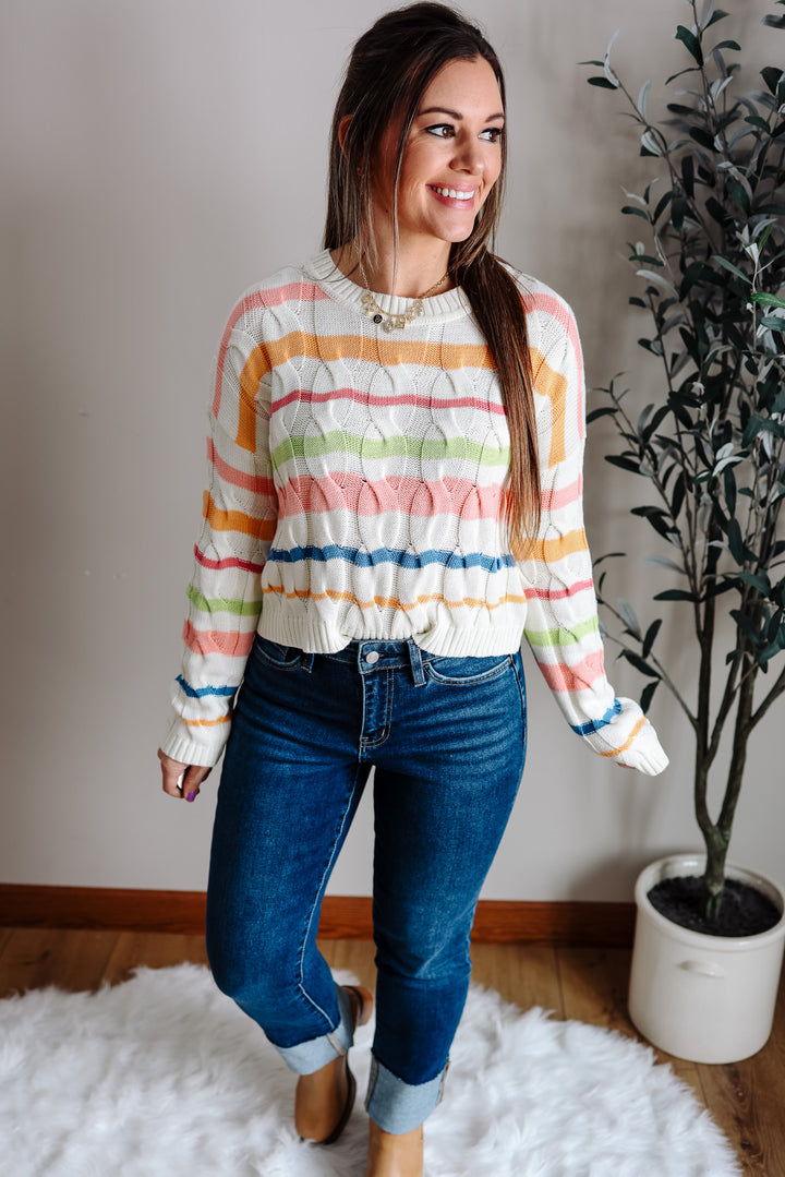 Kyla Color Cable Knit Sweater