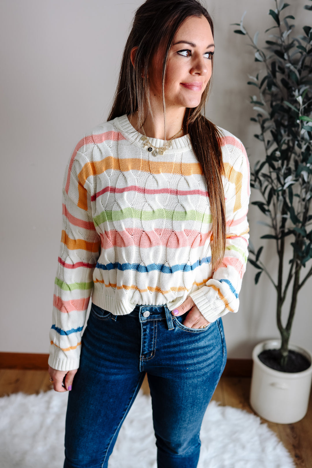 Kyla Color Cable Knit Sweater