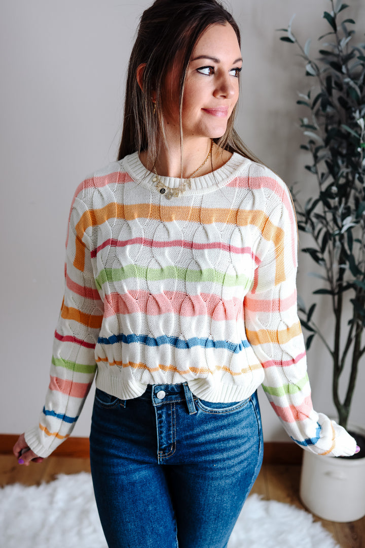 Kyla Color Cable Knit Sweater