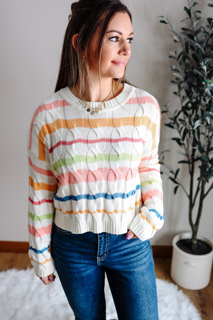 Kyla Color Cable Knit Sweater