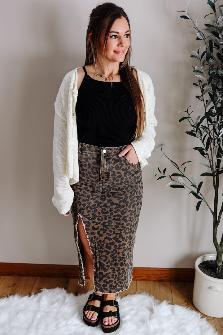 Callix Leopard Midi Skirt