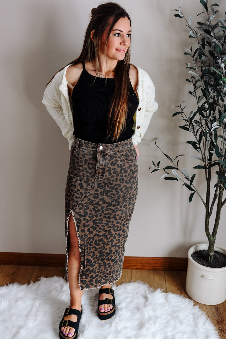 Callix Leopard Midi Skirt