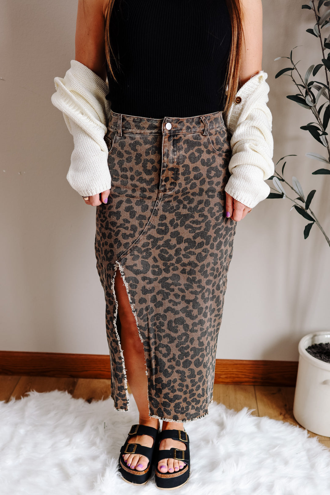 Callix Leopard Midi Skirt