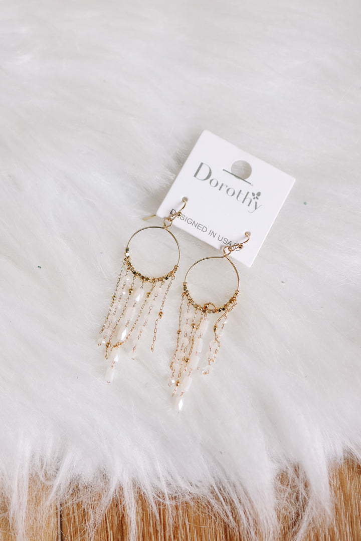 Nia Fringe Earrings - White