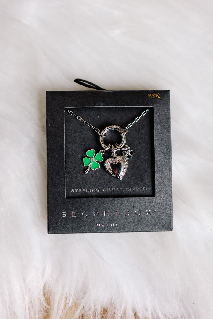 Clover Heart Locket Necklace