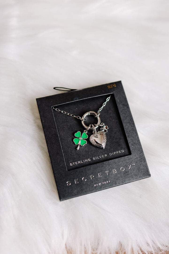 Clover Heart Locket Necklace