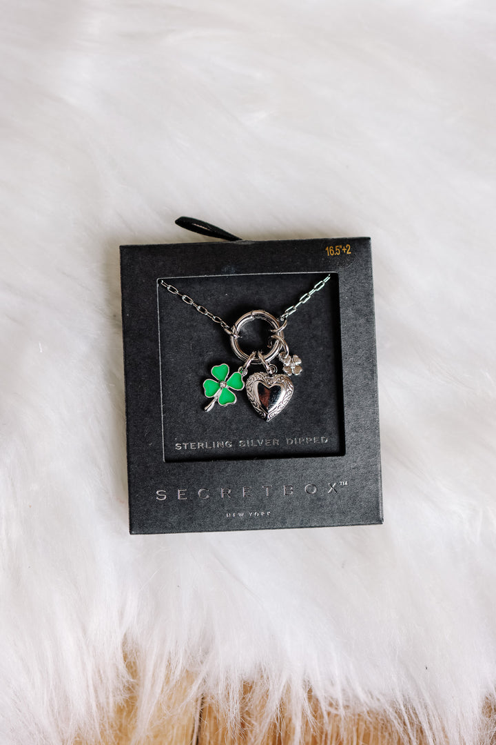 Clover Heart Locket Necklace