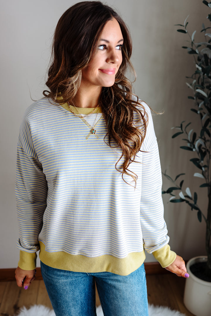 Vivi Mini Stripe Sweatershirt - Lemon/Lavender