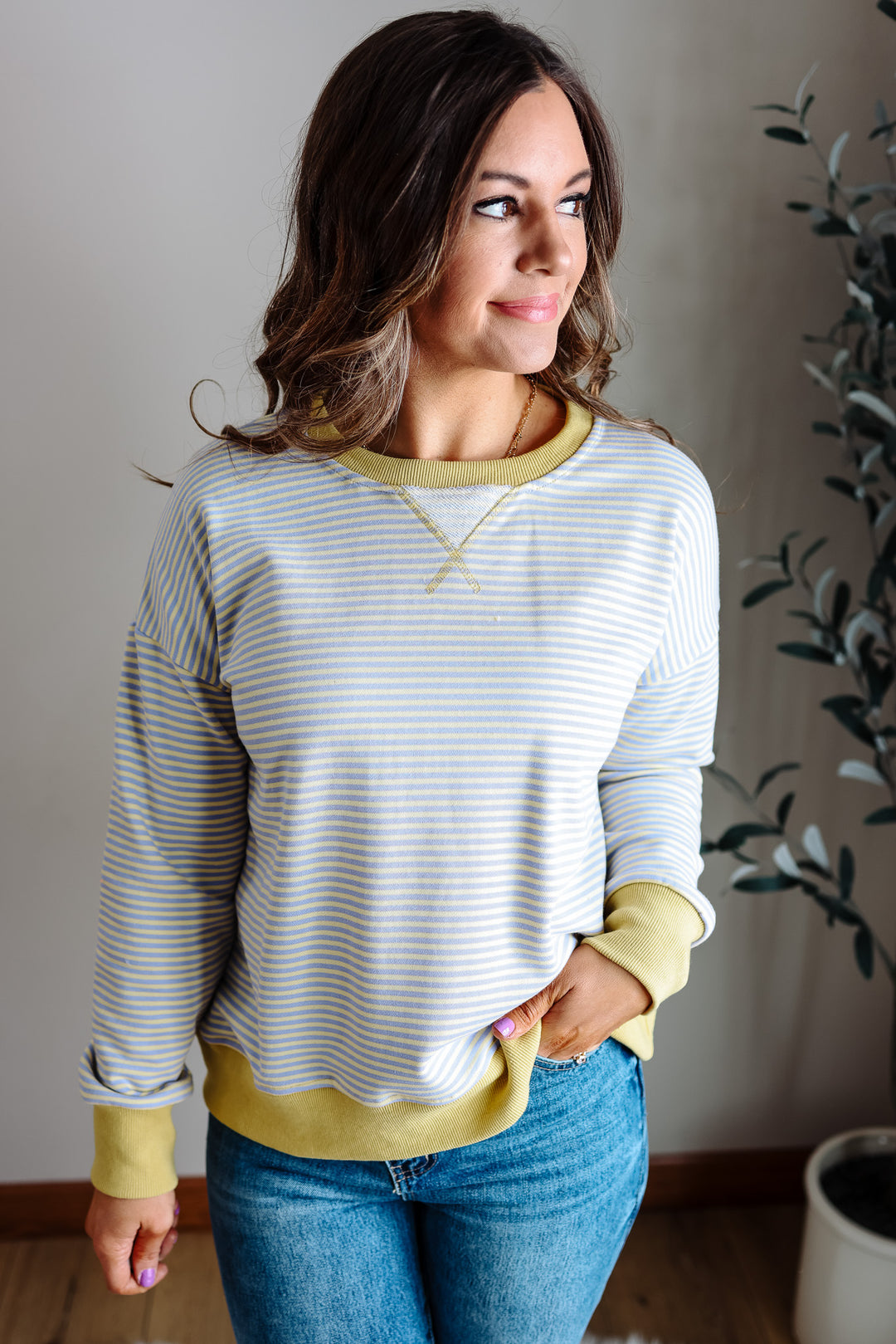 Vivi Mini Stripe Sweatershirt - Lemon/Lavender