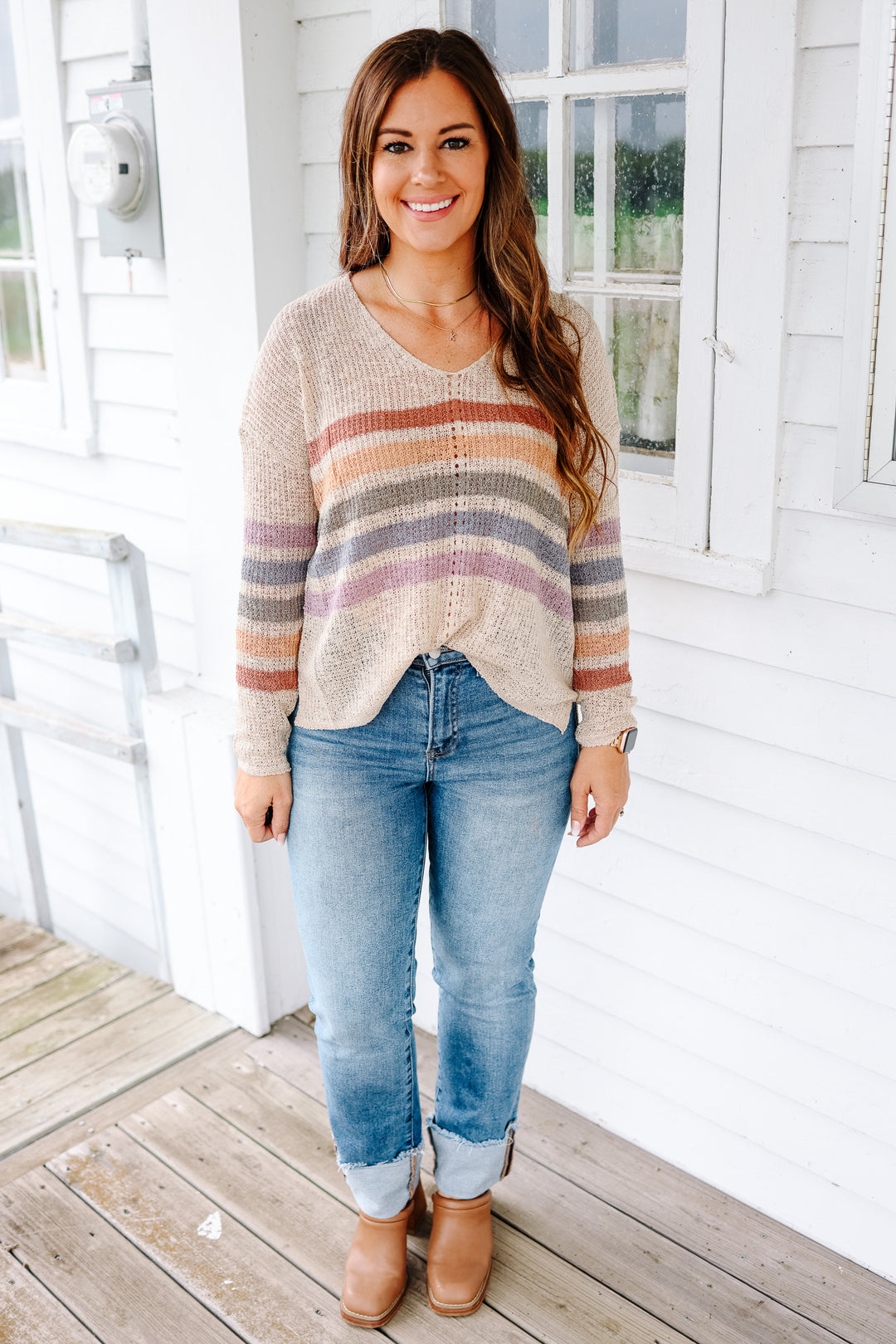 Madison Rainbow Stripe Sweater