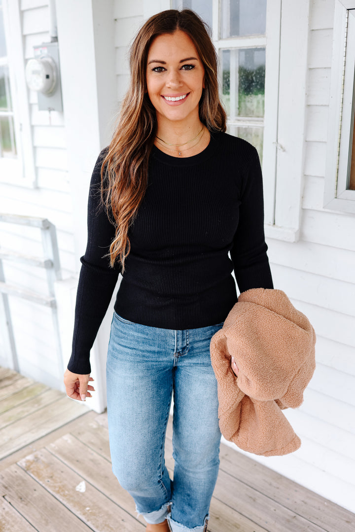 Piper Ribbed Long Sleeve - Black