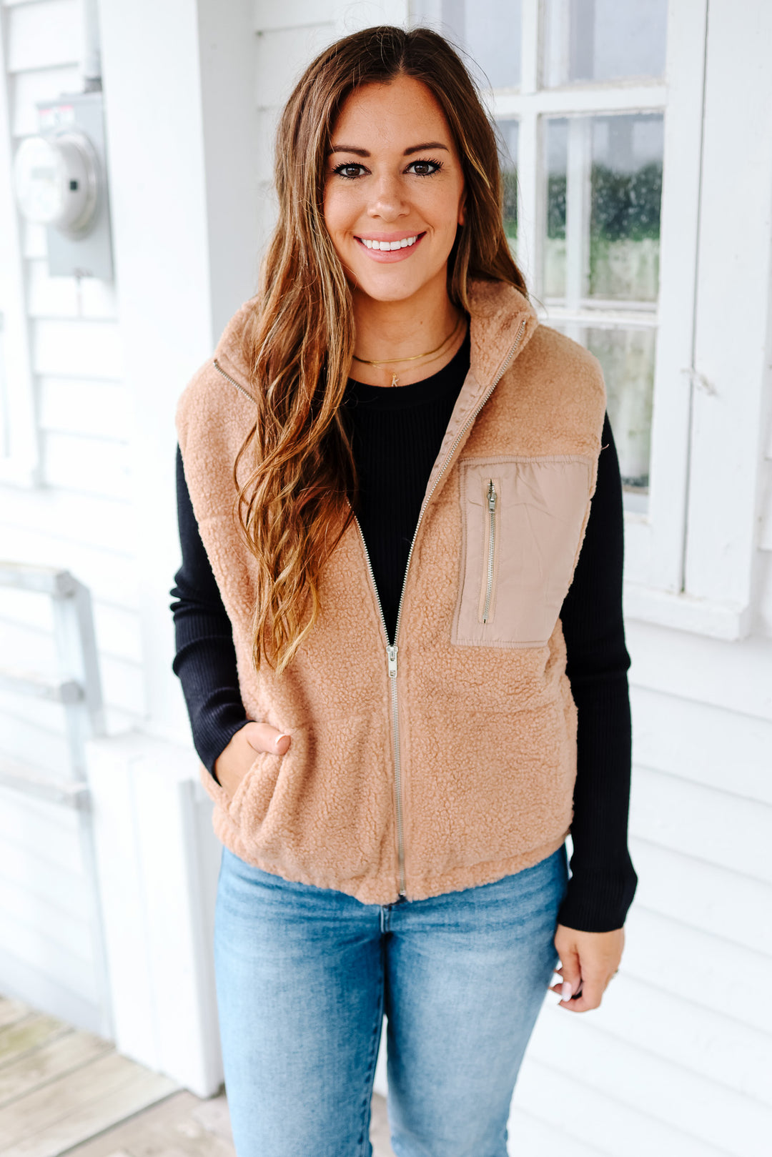 Emma Fleece Vest - Beige