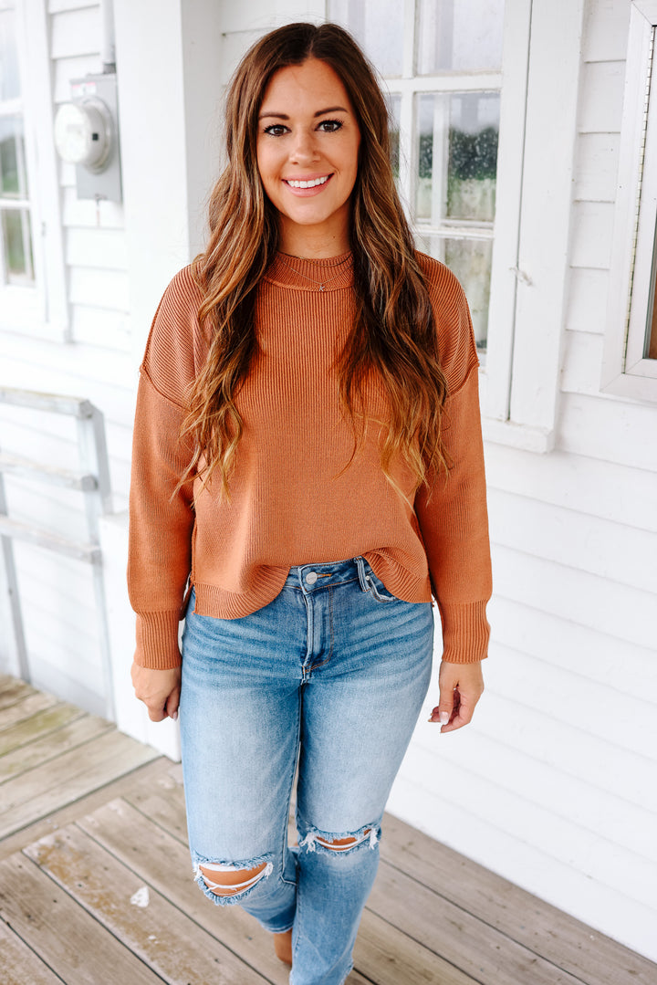 Harper Ribbed Knit Sweater - Apricot