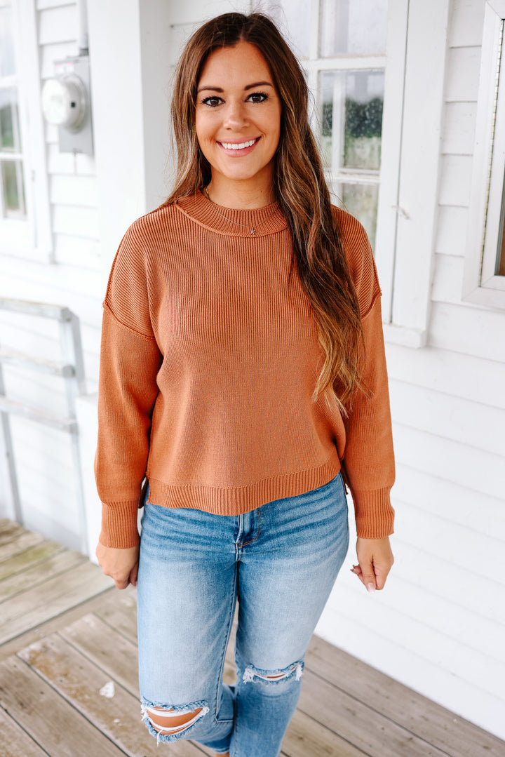 Harper Ribbed Knit Sweater - Apricot