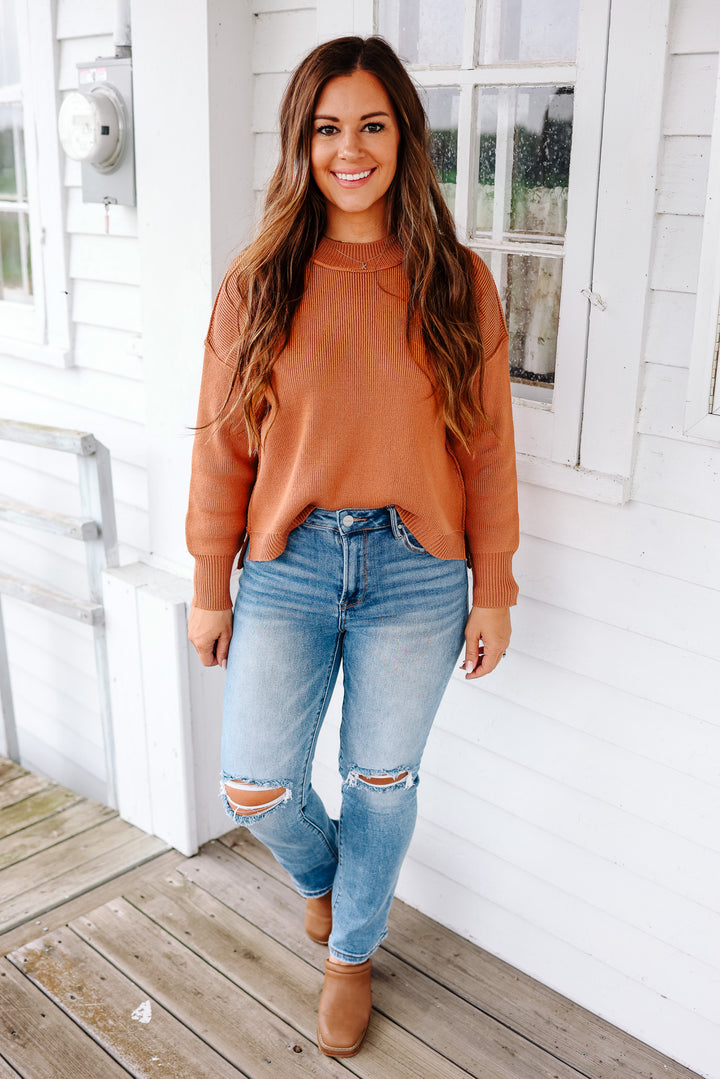 Harper Ribbed Knit Sweater - Apricot