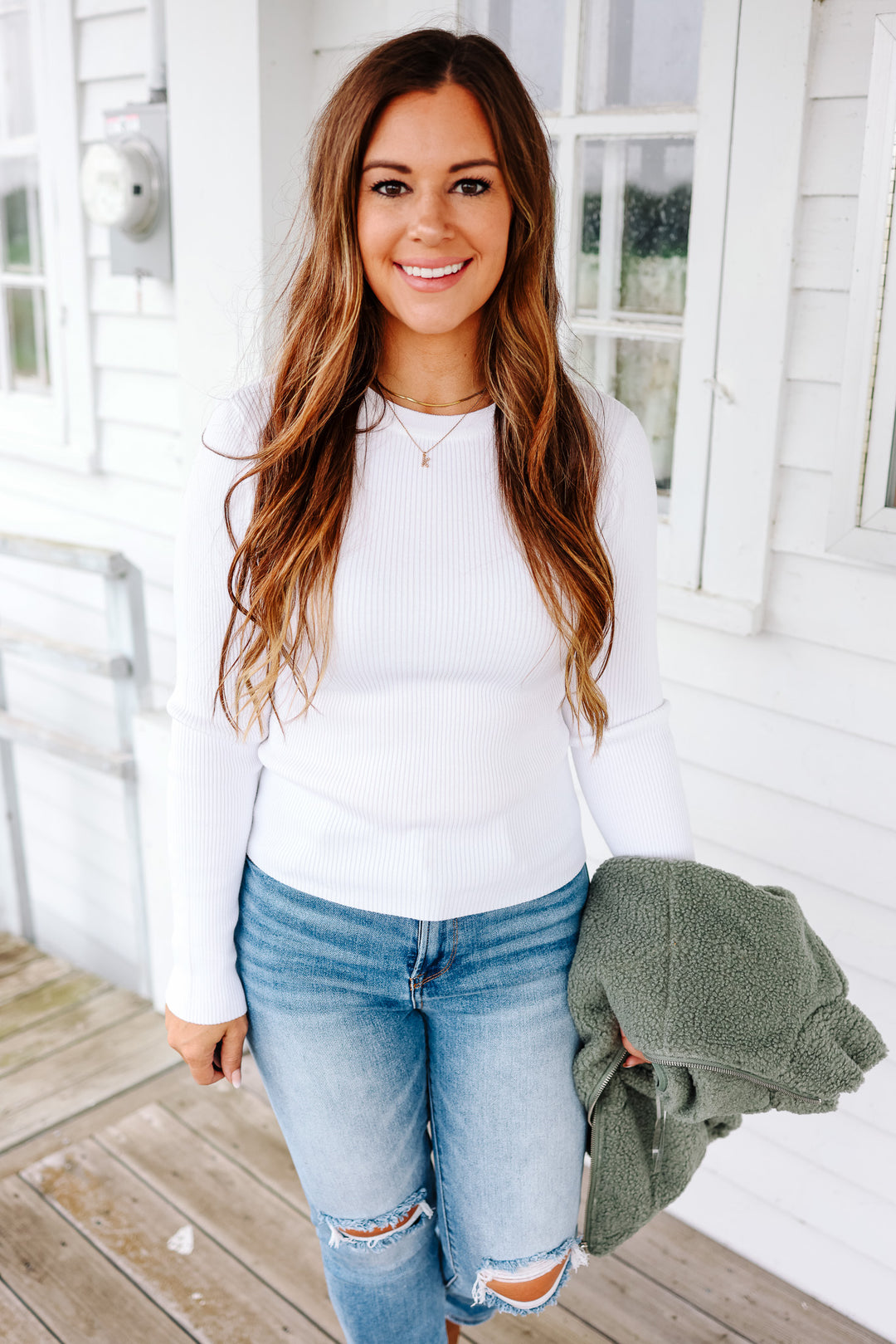 Piper Ribbed Long Sleeve - Ivory