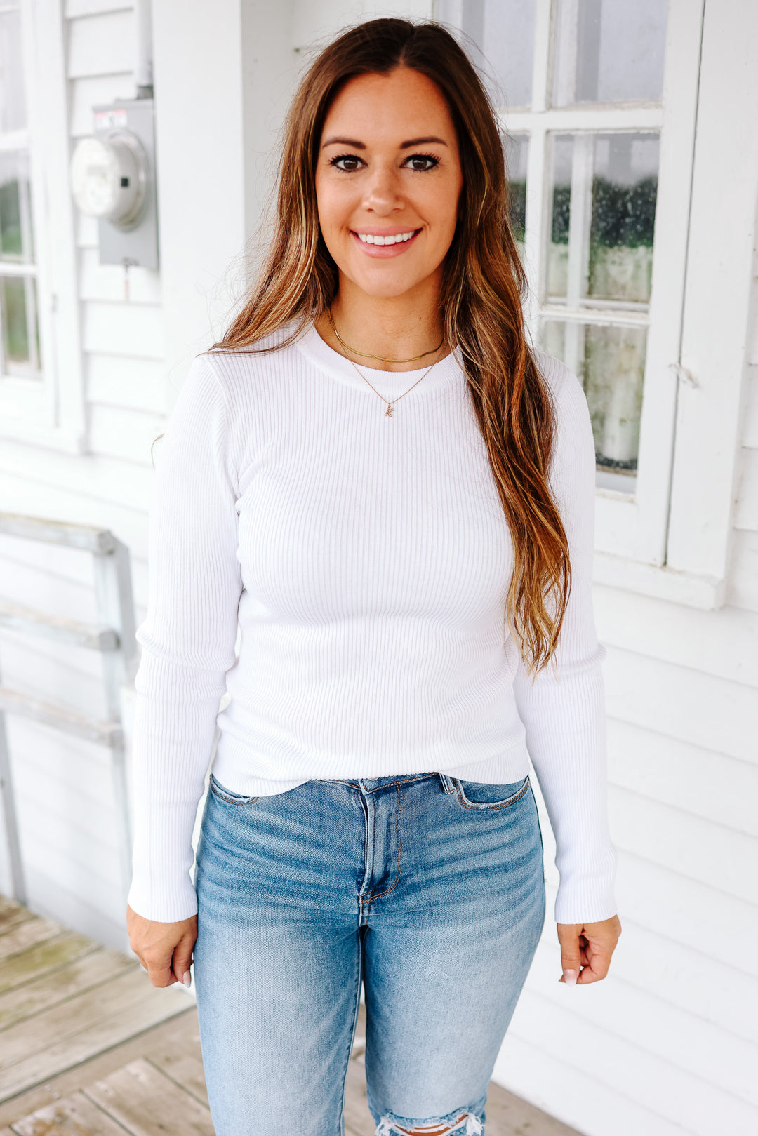 Piper Ribbed Long Sleeve - Ivory