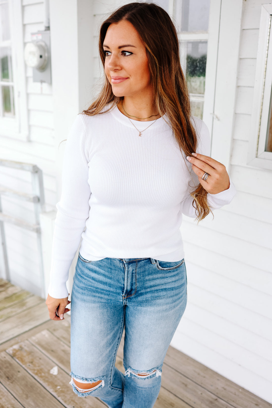 Piper Ribbed Long Sleeve - Ivory