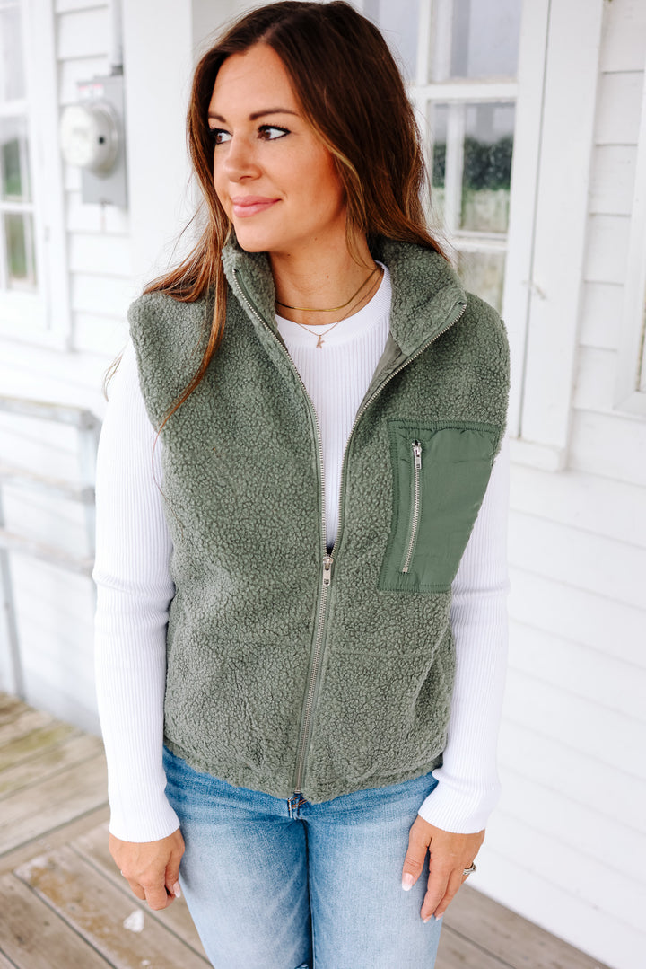 Emma Fleece Vest - Sage