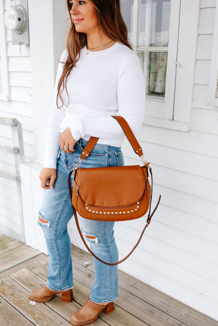 Monet Stud Crossbody - Brown