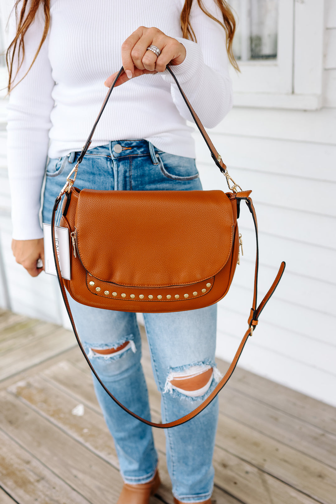 Monet Stud Crossbody - Brown