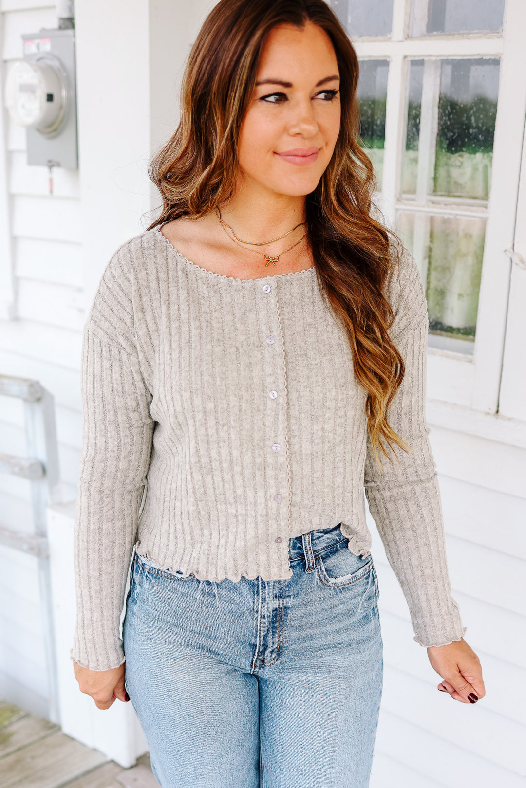 Thea Brushed Ribbed Crop Cardigan