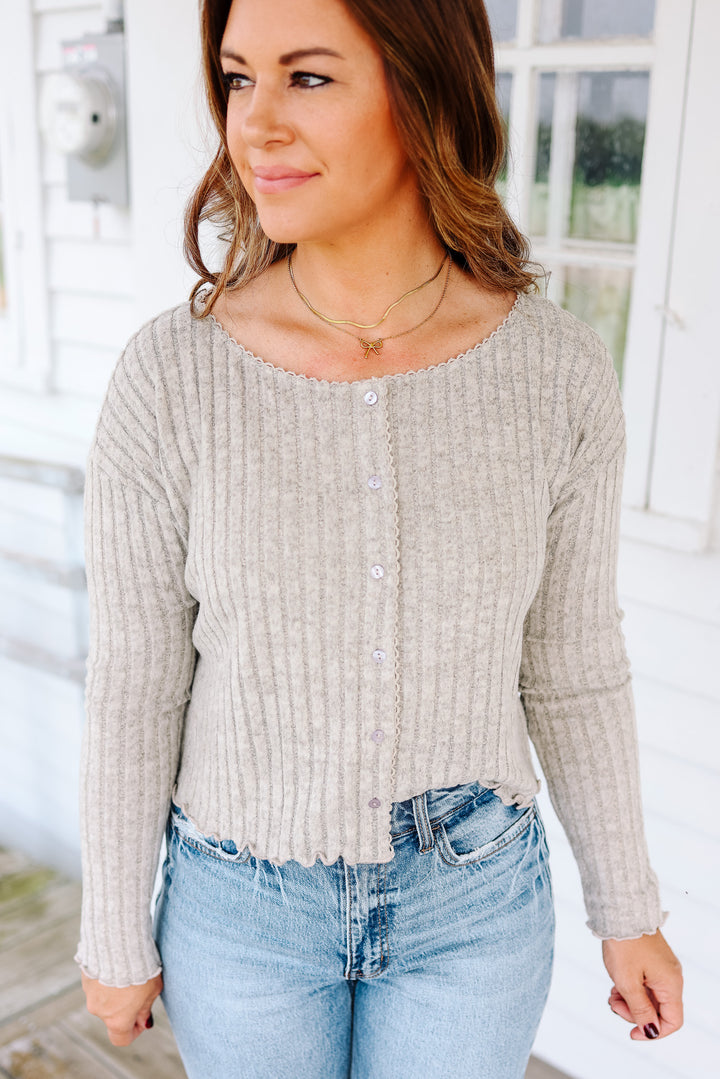 Thea Brushed Ribbed Crop Cardigan