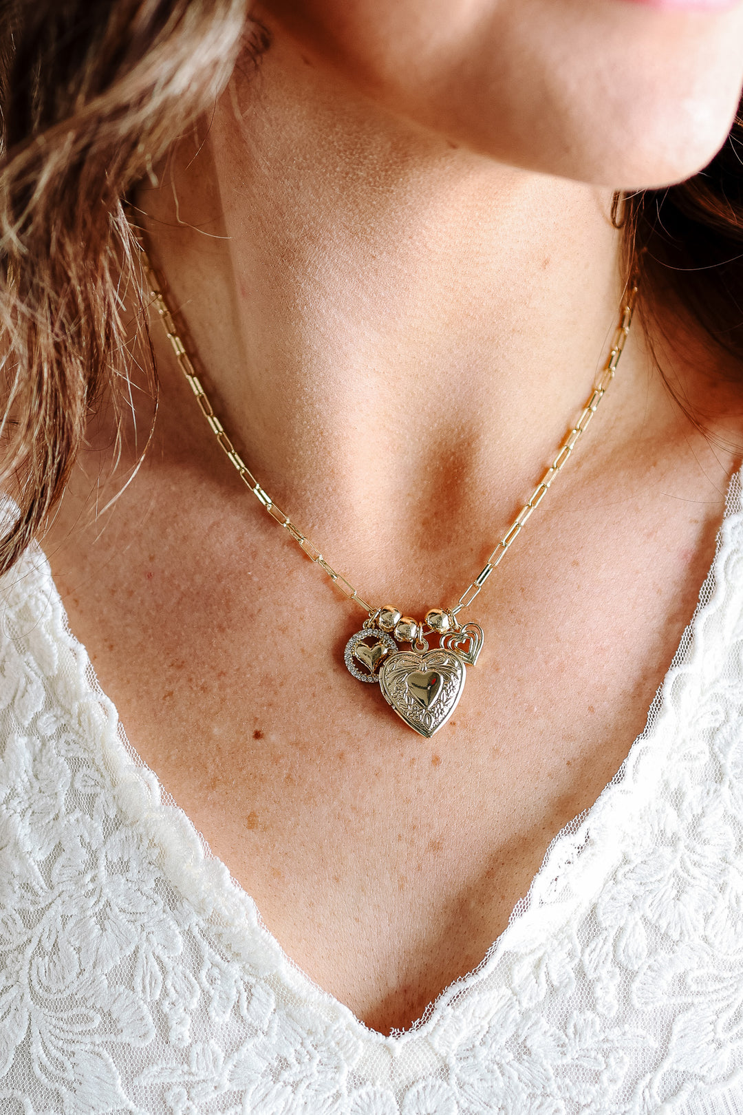 Heart Charm Locket Necklace