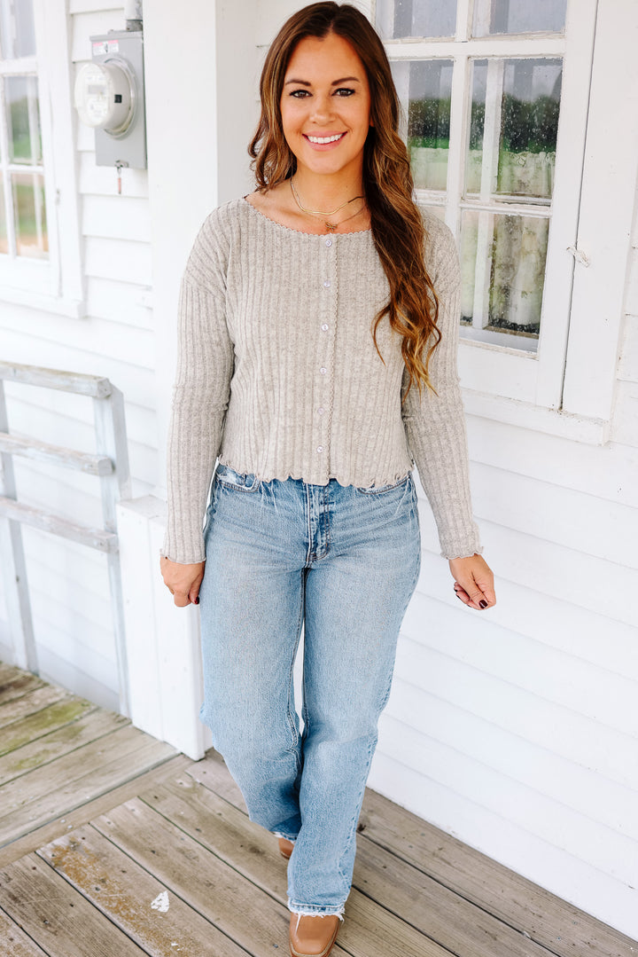 Thea Brushed Ribbed Crop Cardigan