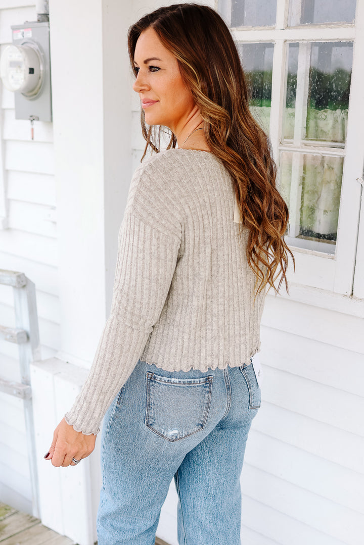 Thea Brushed Ribbed Crop Cardigan