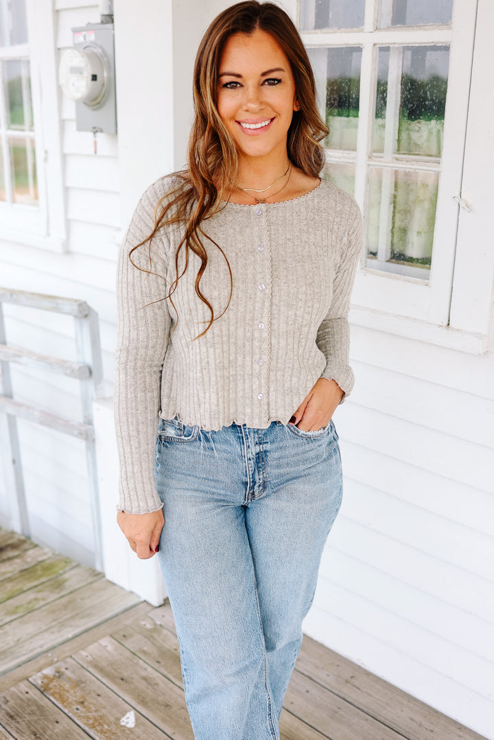 Thea Brushed Ribbed Crop Cardigan